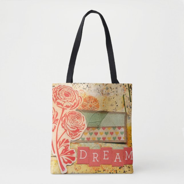 Drömmande blomster collage canvas shoppingbag tygkasse (Framsida)