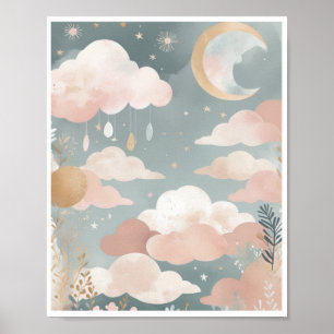 drömmande boho abstrakt art children Wall Poster D