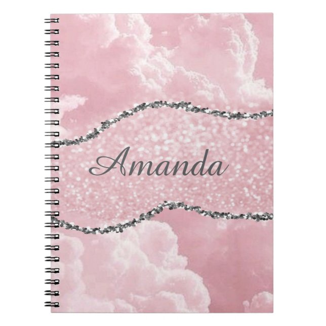 drömmande design i rosa anteckningsbok (Framsidan)