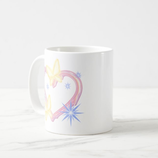 Drömmande fjärilsgnista" Mugg med en fantasifull d (Framsida vänster)