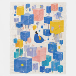 Drömmande Flytande Kuber Akvarell Mysig Fleecefilt