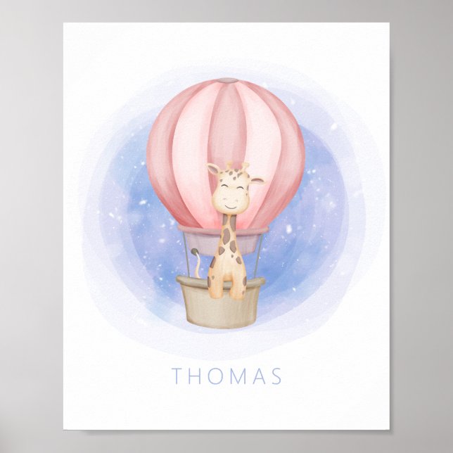 Drömmande Giraff Whimsical Nursery Väggkonst (Framsidan)