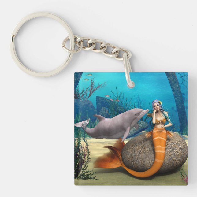 Drömmande Havsjungfru Delfin Undervattens Fantasy  (Framsidan)