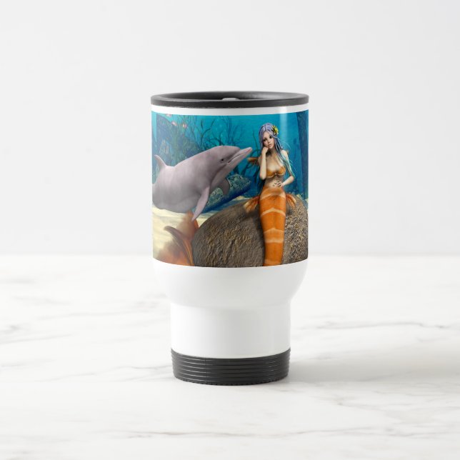 Drömmande Havsjungfru Delfin Undervattens Fantasy  Resemugg (Center)