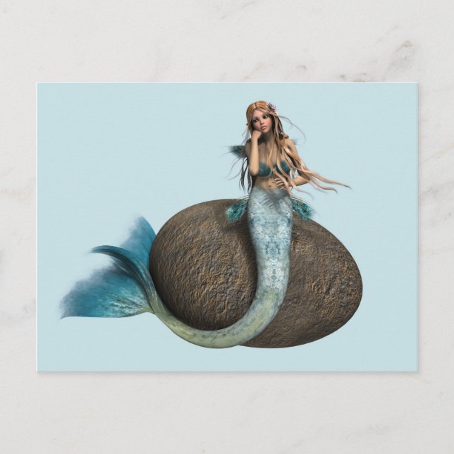 Drömmande Havsjungfru Delfin Undervattens Fantasy  Vykort (Framsida)