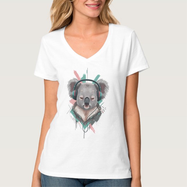 Drömmande i ljud – Abstrakt koala chillvibes T Shirt (Framsida)