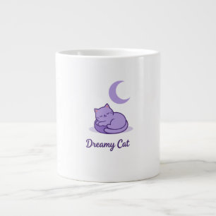 Drömmande Katt Måne Kaffemugg Söt Lila Katt Pres Jumbo Mugg