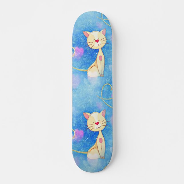 Drömmande katt mini skateboard bräda 18,5 cm (Framsida)