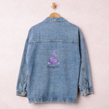 Drömmande kattdräkt i denim | Söt lila katt måne