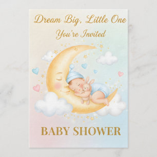Drömmande månbaby shower-inbjudan - sovande baby inbjudningar