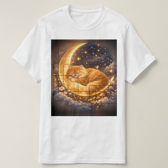 Drömmande månkatt t-shirt | Söt sovande katt t-shi (Design framsida)