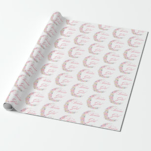 drömmande rosa blommigt måne-teamets flickdusch presentpapper
