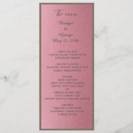 drömmande rosa glitter bröllopsprogram & meny