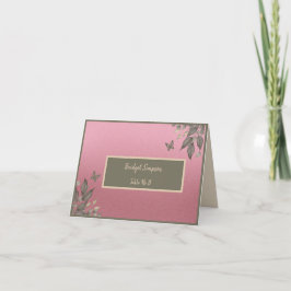 drömmande sittplatskort för rosa glitter blad bröl tack kort