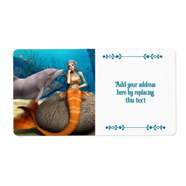 Drömmande sjöjungfru delfin undervattens fantasy k fraktsedel (Framsidan)