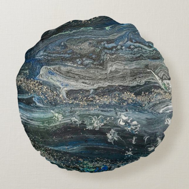 Drömmar av abstrakten Ocean'20, keramiskt Rund Kudde (Baksidan)