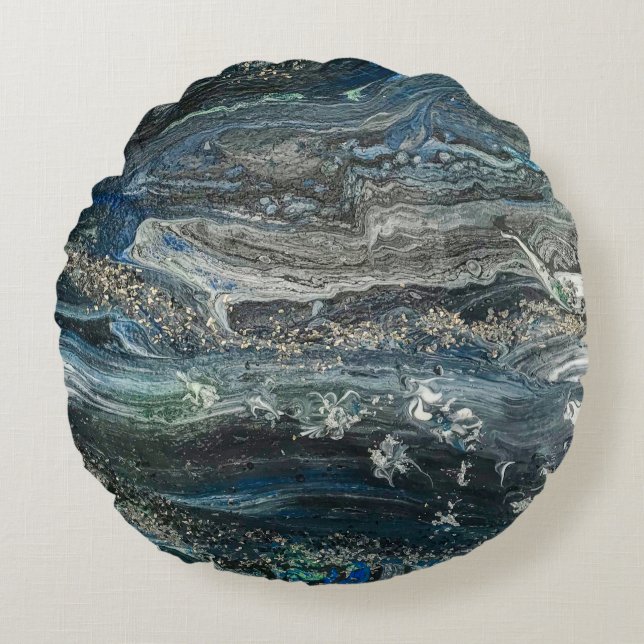 Drömmar av abstrakten Ocean'20 Rund Kudde (Framsidan)