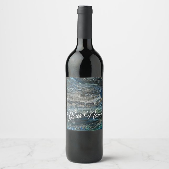 Drömmar av abstrakten Ocean'20 Vinflaska Etikett (Framsida)