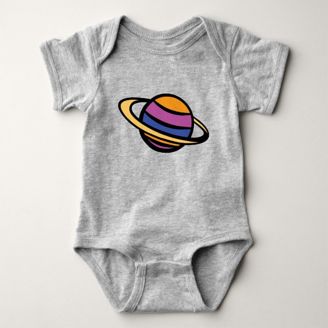 Drömmar av Space Ringed Planet Baby Bodykostym T Shirt (Framsida)