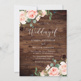  drömmar:  blommor Rustic Bröllop Inbjudningar