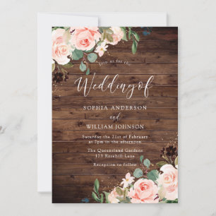 drömmar: blommor Rustic Bröllop Inbjudningar