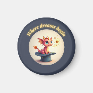 Drömmar börjar - Cute Dragon Magnet