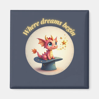 Drömmar börjar - Cute Dragon Magnet