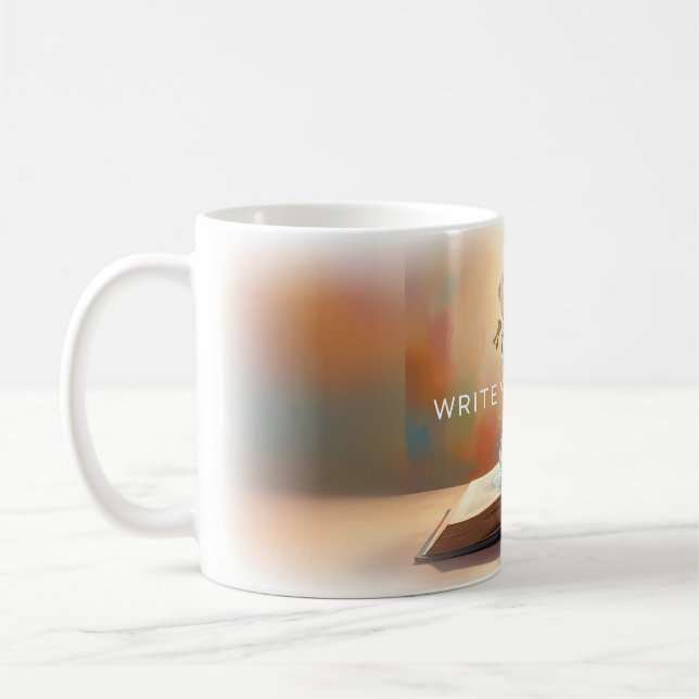 Drömmar Flödar Från Minnes Öppen Bok-Mugg Kaffemugg (Vänster)
