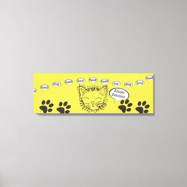 Drömmar för kattunge för rolig konstkatt sömniga canvastryck (Framsida)