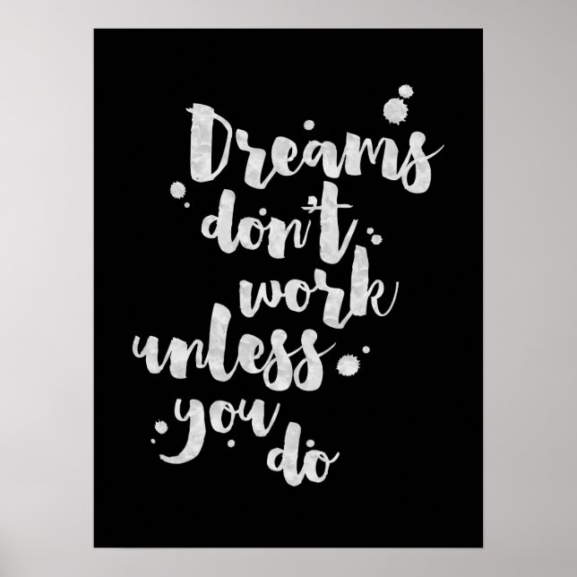 Drömmar fungerar inte om inte - inspirerande Poste Poster (Framsidan)