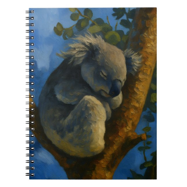 Drömmar i Eucalyptus - Sleeping Koala Art Anteckningsbok (Framsidan)