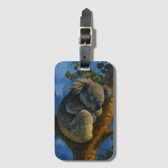 Drömmar i Eucalyptus - Sleeping Koala Art Bagagebricka (Framsida vertikal)