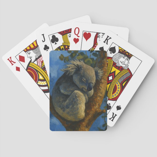 Drömmar i Eucalyptus - Sleeping Koala Art Casinokort (Baksidan)