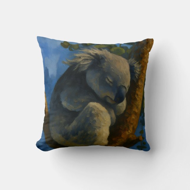 Drömmar i Eucalyptus - Sleeping Koala Art Kudde (Framsida)