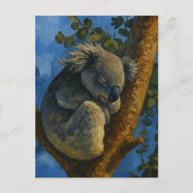 Drömmar i Eucalyptus - Sleeping Koala Art Vykort (Framsida)