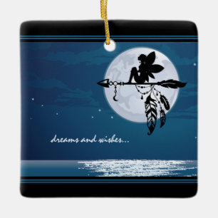 drömmar och önskemål - Full Moon och Fairy Beach Julgransprydnad Keramik