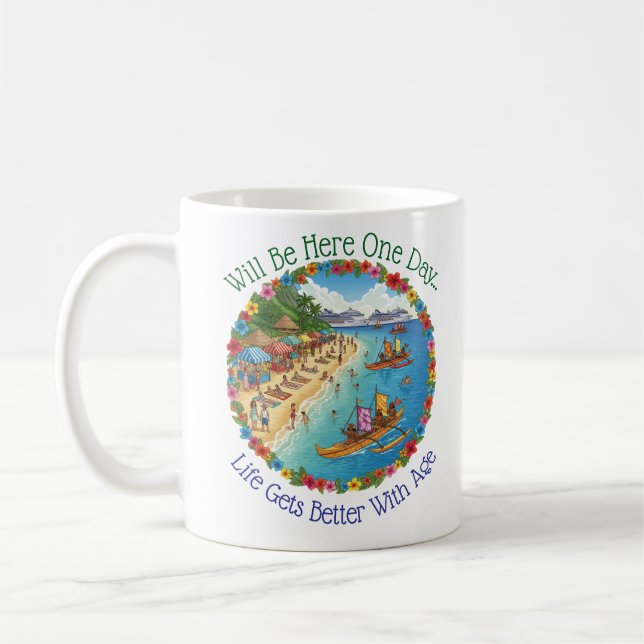 Drömmar om tropisk semester kaffemugg (Vänster)
