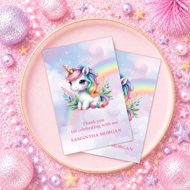 Drömmar Rainbow Enhörning Magisk Dag Tacksamhetsko Tack Kort (Dreamy Rainbow Unicorn Magical Day Thank You Card

)