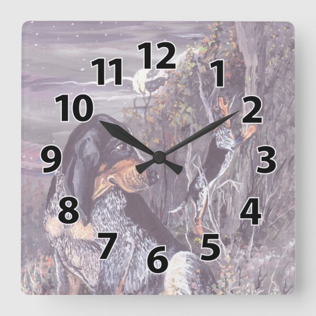 Drömmaren för den Bluetick Coonhoundvalpen tar tid Fyrkantig Klocka (Framsida)