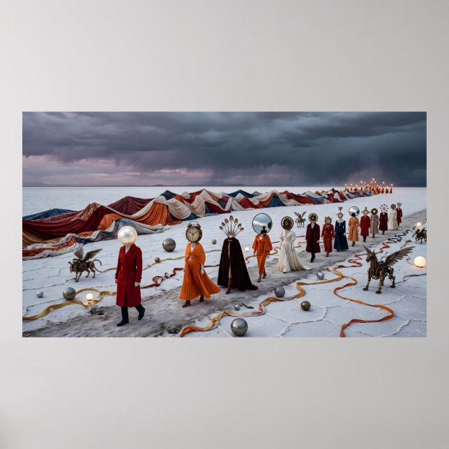 •	Drömmarens parad: En surrealistisk procession Poster (Framsidan)