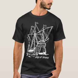 Drömmarnas Skepp Majestätisk Galleon Vit Linje Kon T Shirt