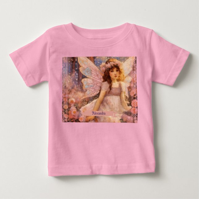Drömmarosa fantasiträlgård på T-shirt (Framsida)
