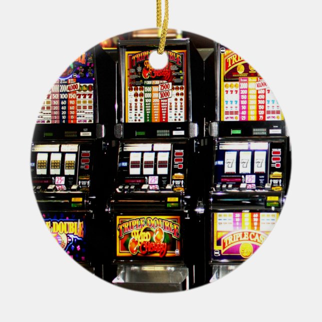 Drömmaskiner - Lyckliga Spelautomater Julgransprydnad Keramik (Framsidan)