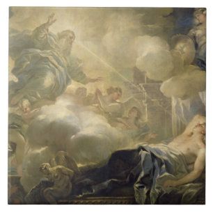 Drömmen av Solomon, c.1693 (olja på kanfas) Kakelplatta