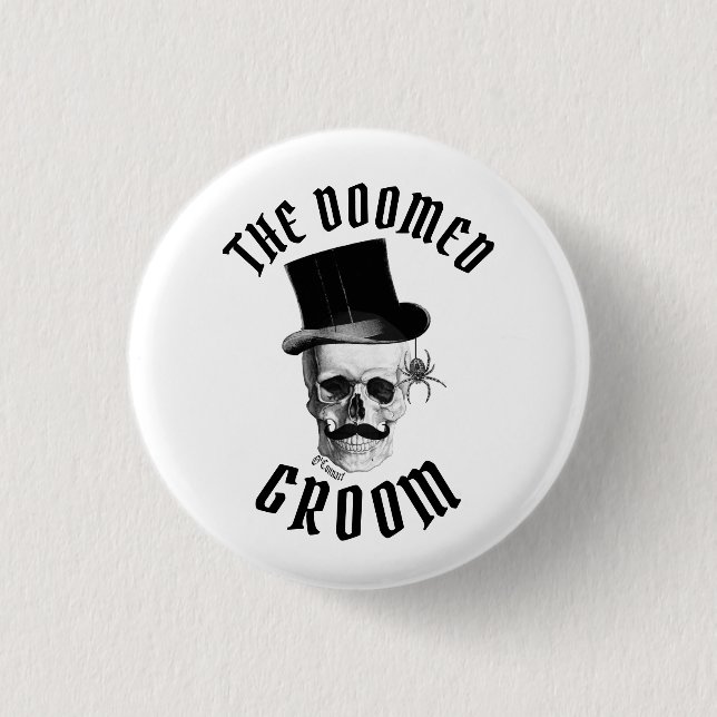 Drömmen groom det roliga Gothic bröllop skalle Knapp (Framsida)