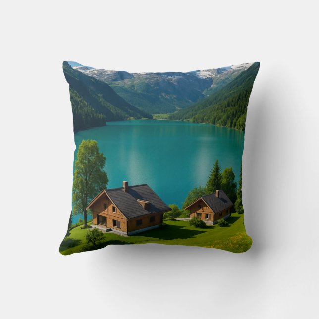 "Drömmen i Alpernorna: Turquise Sjö" Kudde (Baksida)