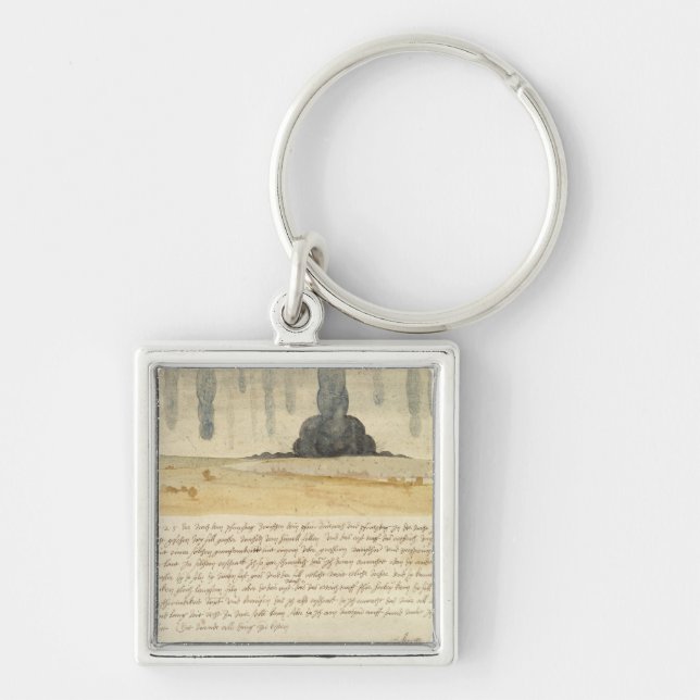 Drömmen landskap med text, 1526 fyrkantig silverfärgad nyckelring (Framsidan)