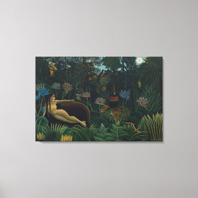 Drömmen (Le Rêve Exotique) av Henri Rousseau Canvastryck (Framsida)
