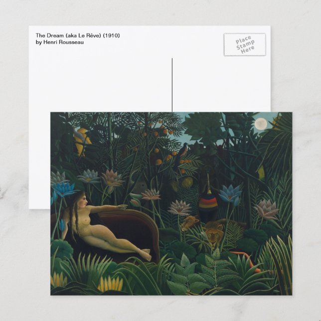 Drömmen (Le Rêve Exotique) av Henri Rousseau Vykort (Fram/baksida)