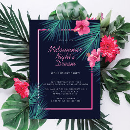 Drömmen Neon Tropical Birthday från sommaren Inbjudningar